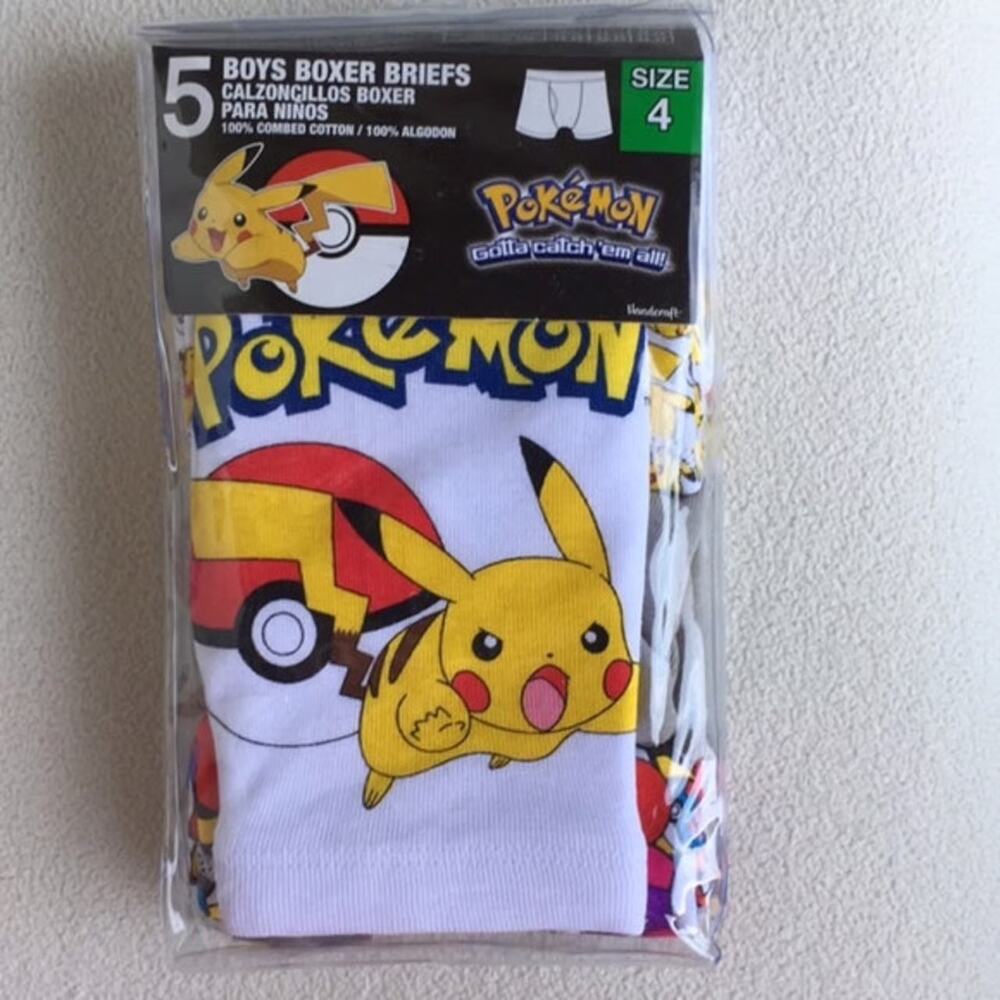 BOYS POKEMON 5 PACK COTTON BOXER BRIEFS UNDERWEAR SIZE 4